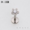 3D CENTER CZ STAR FLOWER TOP THREADLESS PUSH IN ASTM F136 IMPLANT GRADE TITANIUM LABRET SET